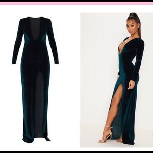 Women’s Emerald Green Velvet Maxi Dress size:8
